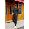 COOFANDY Mens Tracksuit 2 Piece Set Crewneck Sweatsuits Jogging Suit Sets Long Sleeve Jacquard Pullover Shirt Outfits(Black)