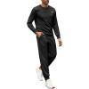 COOFANDY Mens Tracksuit 2 Piece Set Crewneck Sweatsuits Jogging Suit Sets Long Sleeve Jacquard Pullover Shirt Outfits(Black)