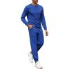 COOFANDY Mens Tracksuit 2 Piece Set Crewneck Sweatsuits Jogging Suit Sets Long Sleeve Jacquard Pullover Shirt Outfits(Bright Blue)