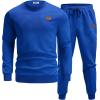 COOFANDY Mens Tracksuit 2 Piece Set Crewneck Sweatsuits Jogging Suit Sets Long Sleeve Jacquard Pullover Shirt Outfits(Bright Blue)