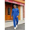 COOFANDY Mens Tracksuit 2 Piece Set Crewneck Sweatsuits Jogging Suit Sets Long Sleeve Jacquard Pullover Shirt Outfits(Bright Blue)