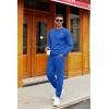 COOFANDY Mens Tracksuit 2 Piece Set Crewneck Sweatsuits Jogging Suit Sets Long Sleeve Jacquard Pullover Shirt Outfits(Bright Blue)