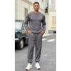 COOFANDY Mens Tracksuit 2 Piece Set Crewneck Sweatsuits Jogging Suit Sets Long Sleeve Jacquard Pullover Shirt Outfits(Dark Grey)