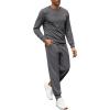 COOFANDY Mens Tracksuit 2 Piece Set Crewneck Sweatsuits Jogging Suit Sets Long Sleeve Jacquard Pullover Shirt Outfits(Dark Grey)