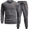 COOFANDY Mens Tracksuit 2 Piece Set Crewneck Sweatsuits Jogging Suit Sets Long Sleeve Jacquard Pullover Shirt Outfits(Dark Grey)
