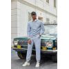 COOFANDY Mens Tracksuit 2 Piece Set Crewneck Sweatsuits Jogging Suit Sets Long Sleeve Jacquard Pullover Shirt Outfits(Light Grey)