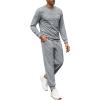 COOFANDY Mens Tracksuit 2 Piece Set Crewneck Sweatsuits Jogging Suit Sets Long Sleeve Jacquard Pullover Shirt Outfits(Light Grey)