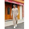 COOFANDY Mens Tracksuit 2 Piece Set Crewneck Sweatsuits Jogging Suit Sets Long Sleeve Jacquard Pullover Shirt Outfits(Medium Khaki)