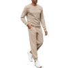 COOFANDY Mens Tracksuit 2 Piece Set Crewneck Sweatsuits Jogging Suit Sets Long Sleeve Jacquard Pullover Shirt Outfits(Medium Khaki)