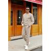 COOFANDY Mens Tracksuit 2 Piece Set Crewneck Sweatsuits Jogging Suit Sets Long Sleeve Jacquard Pullover Shirt Outfits(Medium Khaki)