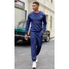 COOFANDY Mens Tracksuit 2 Piece Set Crewneck Sweatsuits Jogging Suit Sets Long Sleeve Jacquard Pullover Shirt Outfits(Navy Blue)