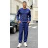 COOFANDY Mens Tracksuit 2 Piece Set Crewneck Sweatsuits Jogging Suit Sets Long Sleeve Jacquard Pullover Shirt Outfits(Navy Blue)