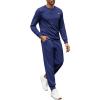 COOFANDY Mens Tracksuit 2 Piece Set Crewneck Sweatsuits Jogging Suit Sets Long Sleeve Jacquard Pullover Shirt Outfits(Navy Blue)