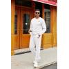COOFANDY Mens Tracksuit 2 Piece Set Crewneck Sweatsuits Jogging Suit Sets Long Sleeve Jacquard Pullover Shirt Outfits(White)