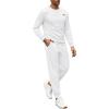 COOFANDY Mens Tracksuit 2 Piece Set Crewneck Sweatsuits Jogging Suit Sets Long Sleeve Jacquard Pullover Shirt Outfits(White)