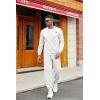 COOFANDY Mens Tracksuit 2 Piece Set Crewneck Sweatsuits Jogging Suit Sets Long Sleeve Jacquard Pullover Shirt Outfits(White)