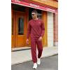 COOFANDY Mens Tracksuit 2 Piece Set Crewneck Sweatsuits Jogging Suit Sets Long Sleeve Jacquard Pullover Shirt Outfits(Wine Red)