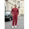 COOFANDY Mens Tracksuit 2 Piece Set Crewneck Sweatsuits Jogging Suit Sets Long Sleeve Jacquard Pullover Shirt Outfits(Wine Red)