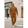 COOFANDY Men’s Tracksuit 2 Piece Set Geometric Texture Quarter Zip Pullover Sweatshirt Athletic Running Sweatsuits(Light Brown)