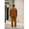 COOFANDY Men’s Tracksuit 2 Piece Set Geometric Texture Quarter Zip Pullover Sweatshirt Athletic Running Sweatsuits(Light Brown)