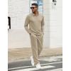 COOFANDY Men’s Tracksuits 2 Piece Casual Athletic Sweatsuit Quarter Zip Pullover Long Sleeve Running Sport Outfits(Light Khaki)