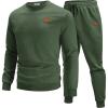 COOFANDY Mens Tracksuit 2 Piece Set Crewneck Sweatsuits Jogging Suit Sets Long Sleeve Jacquard Pullover Shirt Outfits(Army Green)