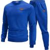 COOFANDY Mens Tracksuit 2 Piece Set Crewneck Sweatsuits Jogging Suit Sets Long Sleeve Jacquard Pullover Shirt Outfits(Bright Blue)