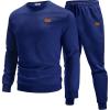COOFANDY Mens Tracksuit 2 Piece Set Crewneck Sweatsuits Jogging Suit Sets Long Sleeve Jacquard Pullover Shirt Outfits(Navy Blue)