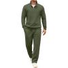 COOFANDY Men’s Tracksuit 2 Piece Set Geometric Texture Quarter Zip Pullover Sweatshirt Athletic Running Sweatsuits(Army Green)
