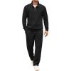 COOFANDY Men’s Tracksuit 2 Piece Set Geometric Texture Quarter Zip Pullover Sweatshirt Athletic Running Sweatsuits(Black)