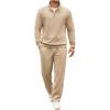 COOFANDY Men’s Tracksuit 2 Piece Set Geometric Texture Quarter Zip Pullover Sweatshirt Athletic Running Sweatsuits(Khaki)