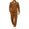 COOFANDY Men’s Tracksuit 2 Piece Set Geometric Texture Quarter Zip Pullover Sweatshirt Athletic Running Sweatsuits(Light Brown)