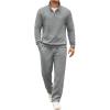 COOFANDY Men’s Tracksuit 2 Piece Set Geometric Texture Quarter Zip Pullover Sweatshirt Athletic Running Sweatsuits(Light Grey)
