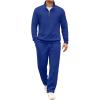 COOFANDY Men’s Tracksuit 2 Piece Set Geometric Texture Quarter Zip Pullover Sweatshirt Athletic Running Sweatsuits(Sky Blue)