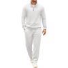 COOFANDY Men’s Tracksuit 2 Piece Set Geometric Texture Quarter Zip Pullover Sweatshirt Athletic Running Sweatsuits(White)