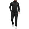 COOFANDY Men’s Tracksuits 2 Piece Casual Athletic Sweatsuit Quarter Zip Pullover Long Sleeve Running Sport Outfits(Black)