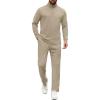 COOFANDY Men’s Tracksuits 2 Piece Casual Athletic Sweatsuit Quarter Zip Pullover Long Sleeve Running Sport Outfits(Light Khaki)