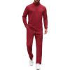 COOFANDY Men’s Tracksuits 2 Piece Casual Athletic Sweatsuit Quarter Zip Pullover Long Sleeve Running Sport Outfits(Wine Red)