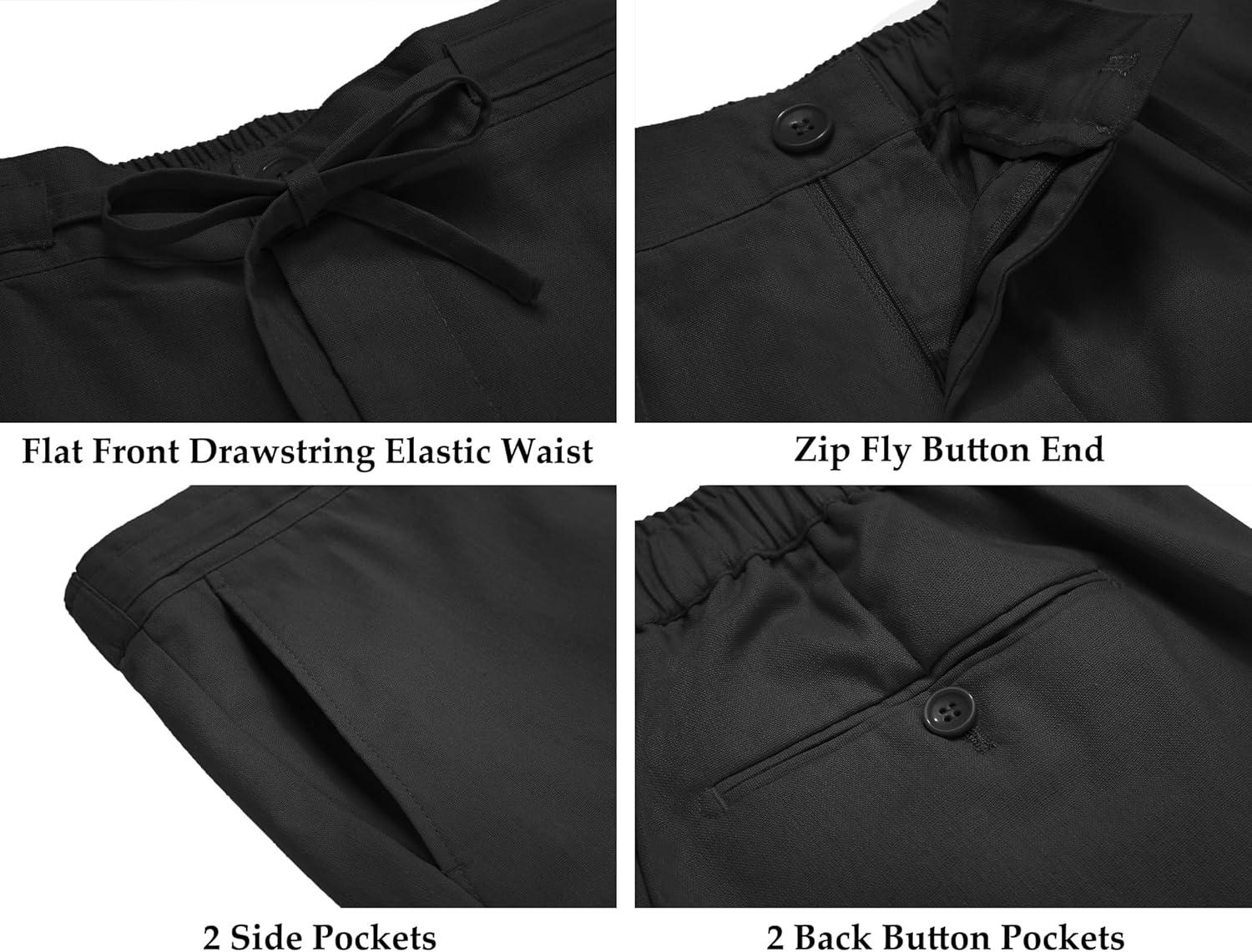 imageCOOFANDY Mens 2 Piece Linen Suits Set Regular Fit Casual Lightweight Linen Suit Blazer Jacket and PantsBlack