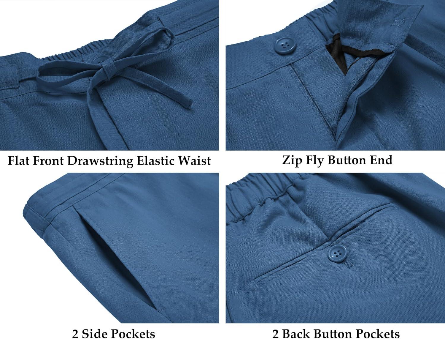 imageCOOFANDY Mens 2 Piece Linen Suits Set Regular Fit Casual Lightweight Linen Suit Blazer Jacket and PantsBlue