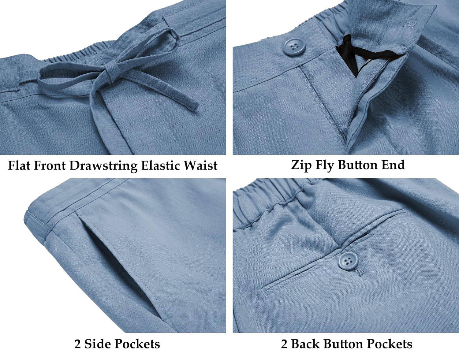 imageCOOFANDY Mens 2 Piece Linen Suits Set Regular Fit Casual Lightweight Linen Suit Blazer Jacket and PantsLight Blue