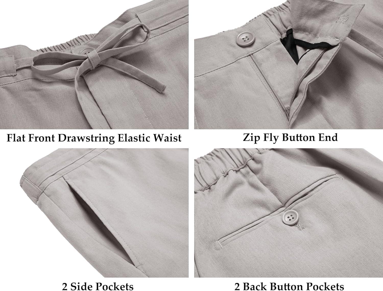 imageCOOFANDY Mens 2 Piece Linen Suits Set Regular Fit Casual Lightweight Linen Suit Blazer Jacket and PantsLight Grey