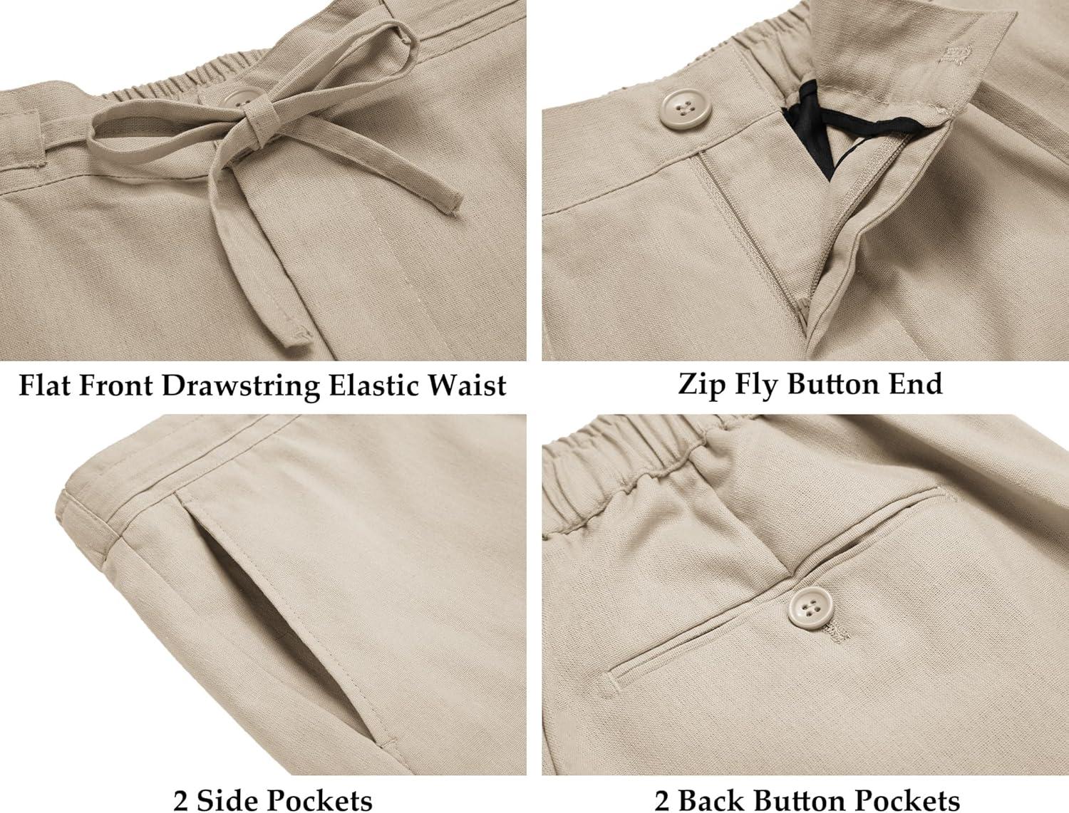 imageCOOFANDY Mens 2 Piece Linen Suits Set Regular Fit Casual Lightweight Linen Suit Blazer Jacket and PantsLight Khaki