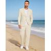COOFANDY Men’s 2 Piece Linen Suits Set Regular Fit Casual Lightweight Linen Suit Blazer Jacket and Pants(Beige)