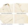 COOFANDY Men’s 2 Piece Linen Suits Set Regular Fit Casual Lightweight Linen Suit Blazer Jacket and Pants(Beige)