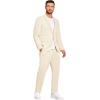 COOFANDY Men’s 2 Piece Linen Suits Set Regular Fit Casual Lightweight Linen Suit Blazer Jacket and Pants(Beige)