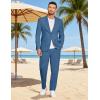COOFANDY Men’s 2 Piece Linen Suits Set Regular Fit Casual Lightweight Linen Suit Blazer Jacket and Pants(Blue)
