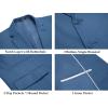 COOFANDY Men’s 2 Piece Linen Suits Set Regular Fit Casual Lightweight Linen Suit Blazer Jacket and Pants(Blue)