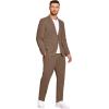 COOFANDY Men’s 2 Piece Linen Suits Set Regular Fit Casual Lightweight Linen Suit Blazer Jacket and Pants(Brown)