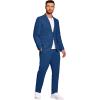 COOFANDY Men’s 2 Piece Linen Suits Set Regular Fit Casual Lightweight Linen Suit Blazer Jacket and Pants(Deep Blue)